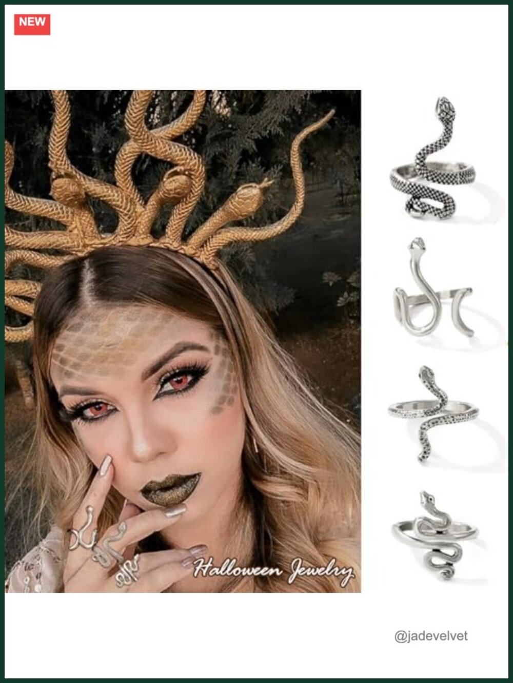 Snake Stackable Rings Set Adjustable Medusa Serpent Ring - Picture 4 of 6
